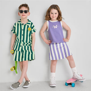 Purple Striped Terry Skort | Organic Cotton