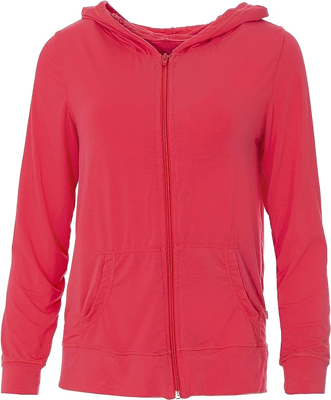Kickee Pants Lightweight Zip-Front Hooded Jacket: Red Ginger