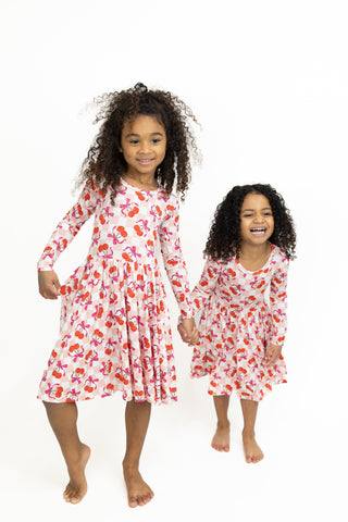 Sweet Cherry Love Long Sleeve Twirl Dress