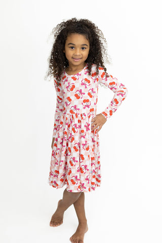 Sweet Cherry Love Long Sleeve Twirl Dress