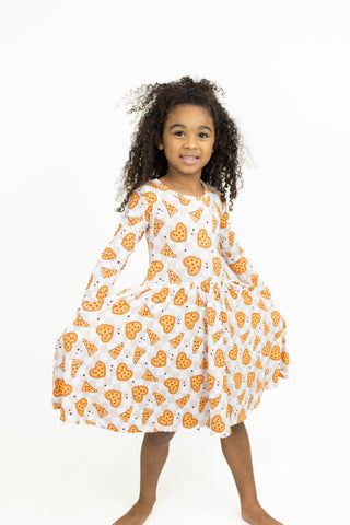 Pizza My Heart Long Sleeve Twirl Dress