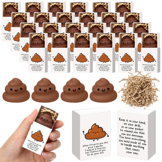 Funny Poo Squishy Stress Relief Gift Set – Mini Sensory Fidget with Thank You Box | Appreciation Gift for Coworkers, Teachers & Party Favors