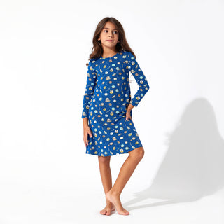 Bamboo Girls' Long Sleeve Dress Hanukkah Cookies