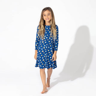 Bamboo Girls' Long Sleeve Dress Hanukkah Cookies