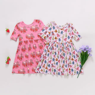 Girls Bamboo Steph Dress - Tabby Cats