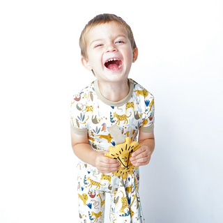 Jungle Friends Bamboo Two-Piece Kids Pajama Set – Short Sleeve Bamboo Pajamas