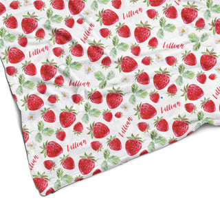 Sugar + Maple Plush Minky Fleece Personalized Blanket | Sweet Strawberry