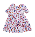 Girls Bamboo Steph Dress - Tabby Cats