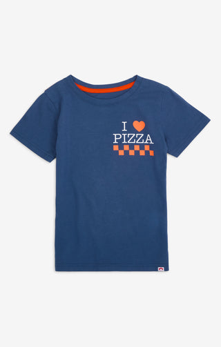 Graphic Short Sleeve Tee Dark Blue I Love Pizza