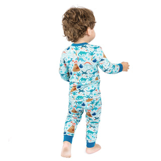 Lovasaurus Valentine's Day Dinosaurs Two-Piece Bamboo Long Sleeve Kids Pajama Pants Set