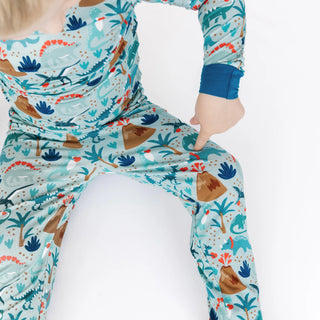 Lovasaurus Valentine's Day Dinosaurs Two-Piece Bamboo Long Sleeve Kids Pajama Pants Set