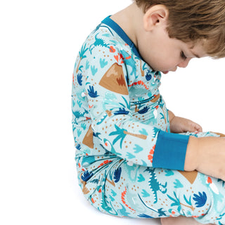 Lovasaurus Valentine's Day Dinosaurs Two-Piece Bamboo Long Sleeve Kids Pajama Pants Set