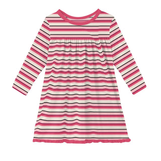 Classic Long Sleeve Swing Dress in Winter Rose Stripe Doodlebug's Children's Boutique Classic Long Sleeve Swing Dress in Winter Rose Stripe Doodlebug's Children's Boutique