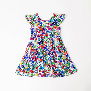 Bamboo Ruffle Cap Sleeve Skater Dress: Very Sweet Pea