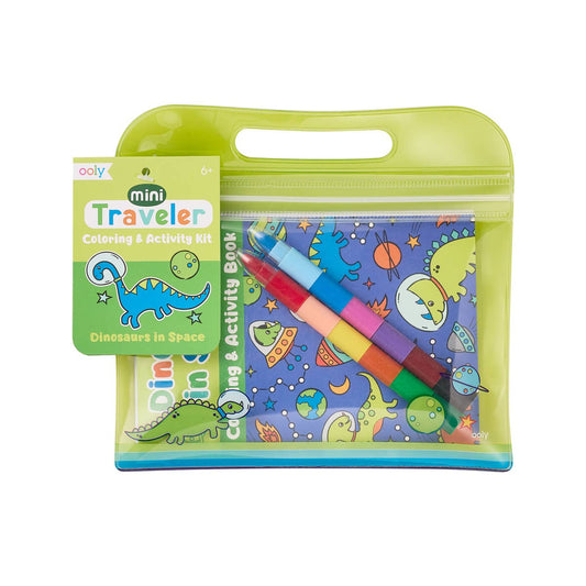 OOLY Mini Traveler Coloring + Activity Kit: Dinosaurs in Space