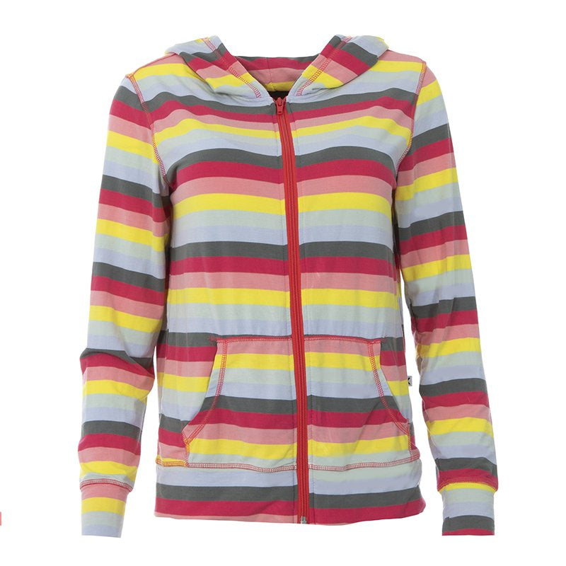 Print Lightweight Zip-Front Hooded Jacket: Biology Stripe