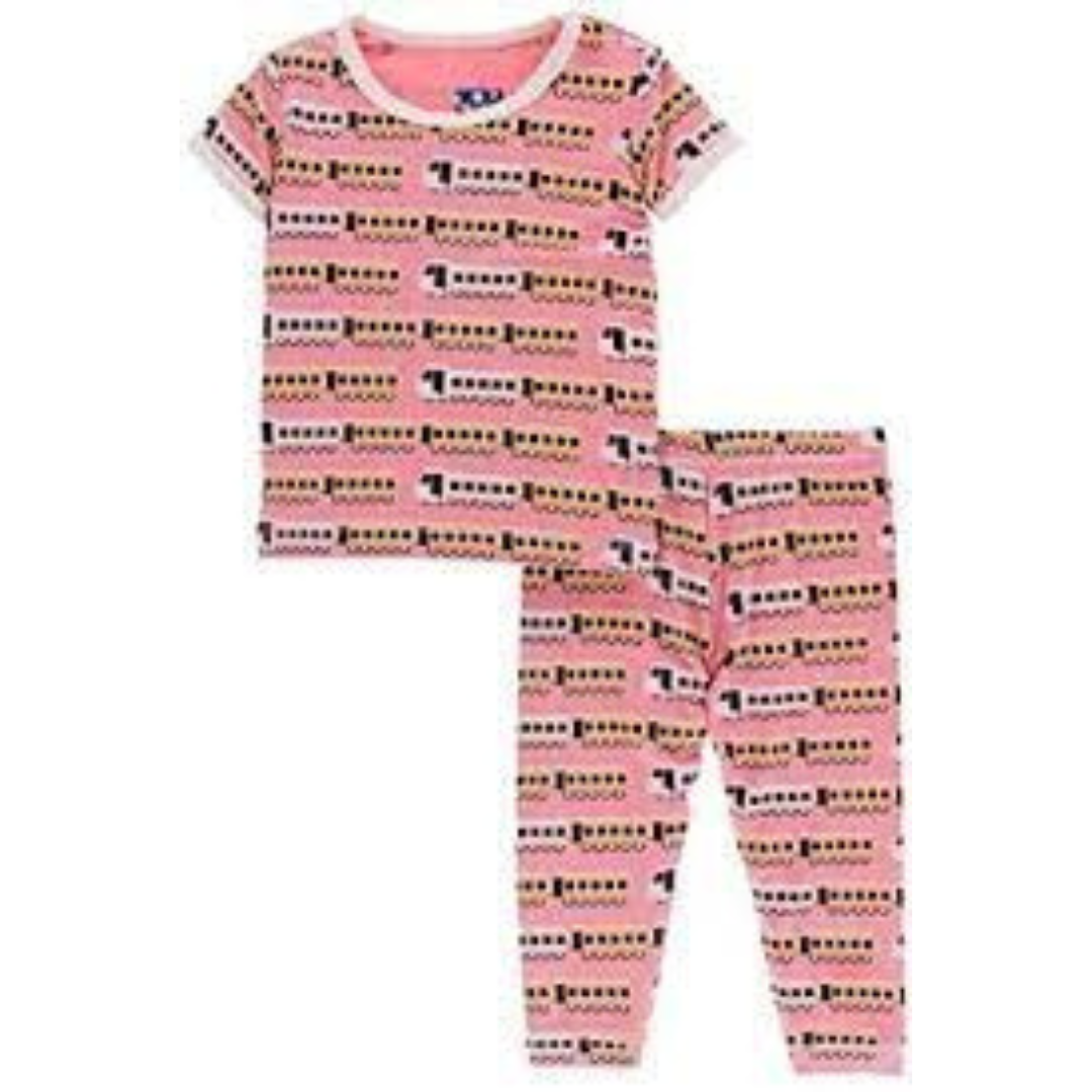 Kickee Pants Print Pajama Set: Desert Rose Indian Train