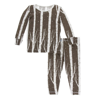 Bamboo Print Long Sleeve Pajama Set: Falcon Snow