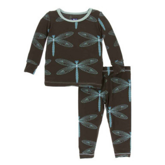 Kickee Pants Print Long Sleeve Pajama Set: Giant Dragonfly