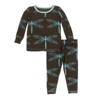 Bamboo Print Long Sleeve Pajama Set: Giant Dragonfly