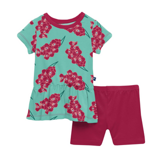 Bamboo Print Short Sleeve Playtime Outfit Set: Glass Orchids