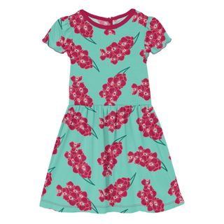 Bamboo Print Flutter Sleeve Twirl Dress: Glass Orchids