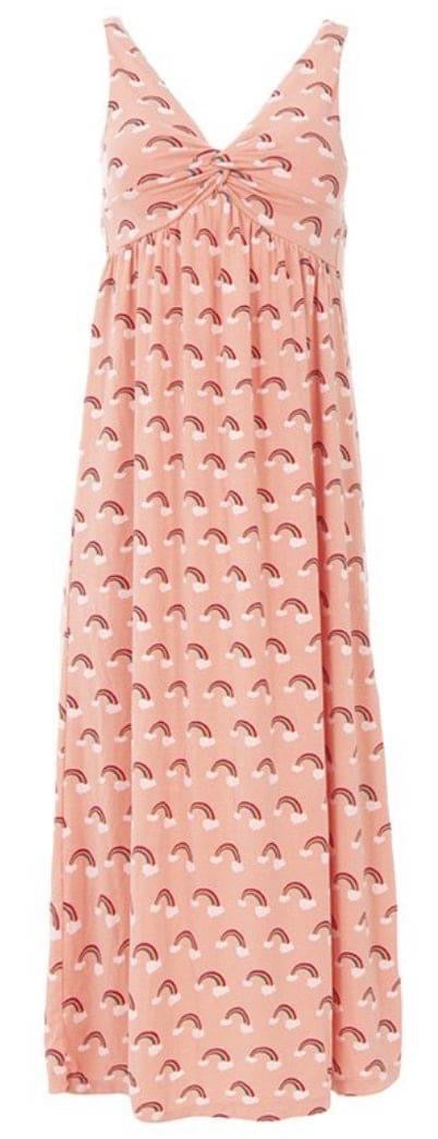 Bamboo Women's Print Simple Twist Nightgown: Blush Rainbow