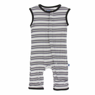 Bamboo Print Tank Romper: India Pure Dawn Stripe