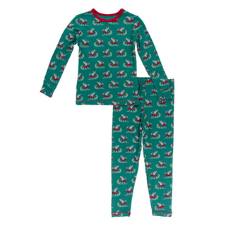 Bamboo Print Long Sleeve Pajama Set: Ivy Sled