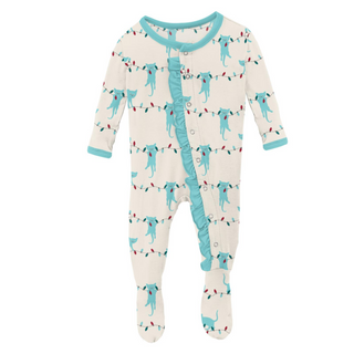 Print Classic Ruffle Footie with Snaps: Natural Tangled Kittens