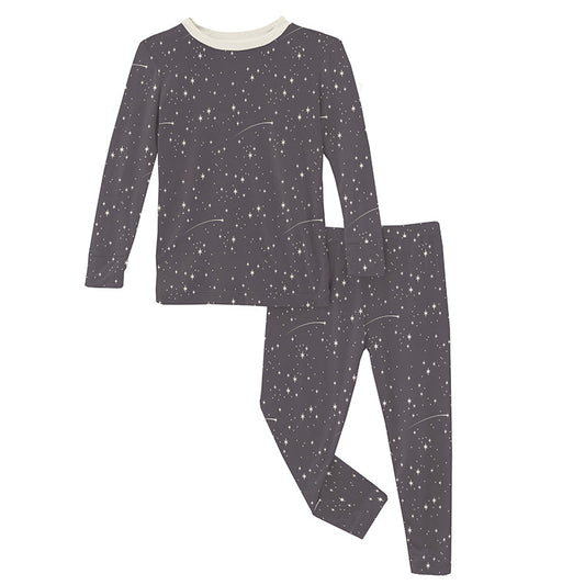 Kickee Pants Print Long Sleeve Pajama Set: Rain Shooting Stars
