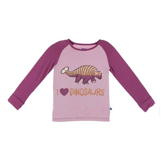 Bamboo Raglan Tee: Sweet Pea I Love Dinosaurs