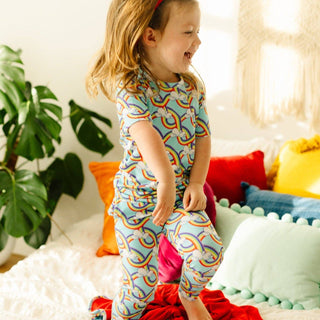 Bamboo Short Sleeve PJ Set: Rainbow Slides