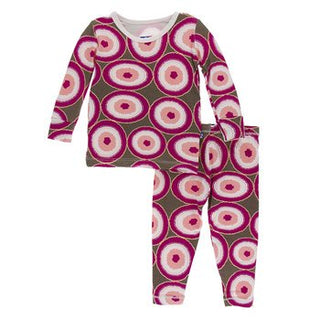 Bamboo Print Long Sleeve Pajama Set: Falcon Agate Slices