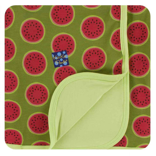 Bamboo Print Toddler Blanket: Grasshopper Watermelon