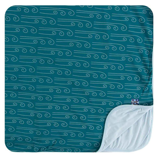 Bamboo Print Toddler Blanket: Heritage Blue Wind