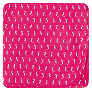 Bamboo Print Throw Blanket: Prickly Pear Seahorse