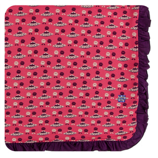 Bamboo Print Ruffle Toddler Blanket: Red Ginger Aliens