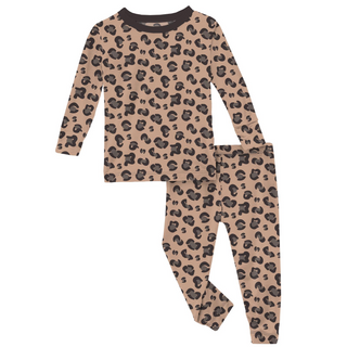 Print Long Sleeve Pajama Set: Suede Cheetah